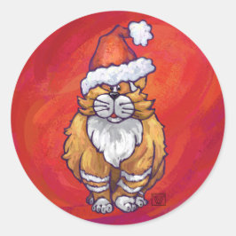赤にジンジャーキャットクリスマス ラウンドシール