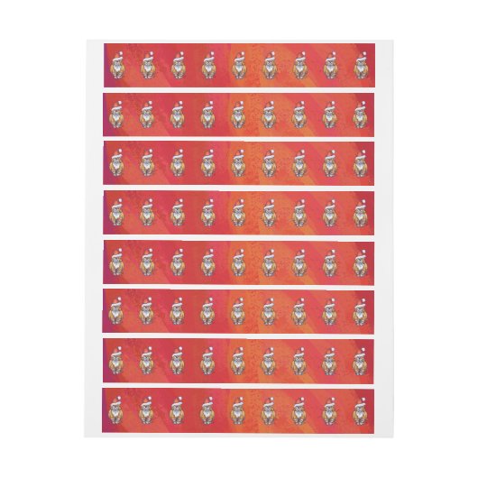 赤にジンジャーキャットクリスマス ラップアラウンド宛名ラベル (シート)