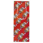 赤にジンジャーキャットクリスマス ワインギフトバッグ (正面)