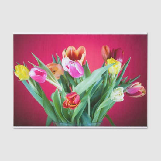 赤にチューリップの花束 薄葉紙 (正面)