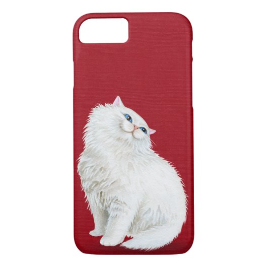 赤にペルシャの白い猫 Case-Mate iPhoneケース (裏面)