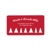 赤にモダンクリスマスツリーを飾った白い台本 ラベル (正面)