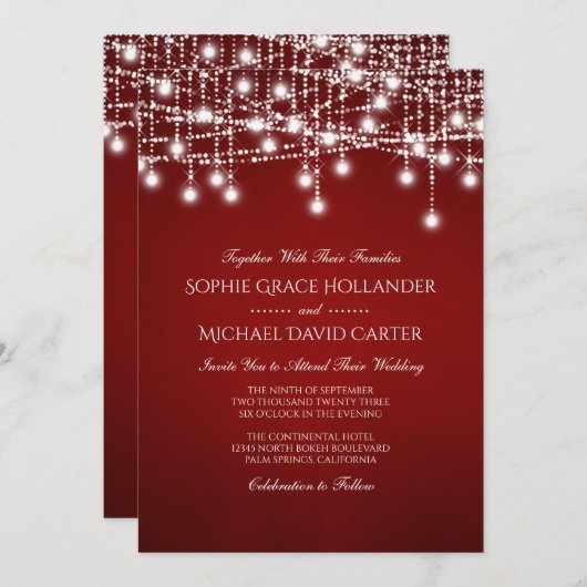 赤に光る白い弦の光 招待状 (正面/裏面)