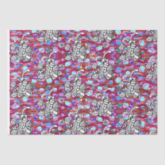 赤に卵を付けたイースターバニー 薄葉紙 (正面)