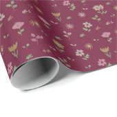 赤に可愛い花柄 ラッピングペーパー (ロールコーナー)