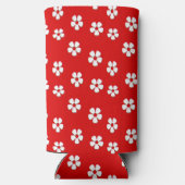 赤に可愛らしい白い花 スリム缶クーラー (裏面)