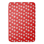 赤に可愛らしい白い花 バスマット (正面縦)