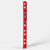 赤に可愛らしい白い花 SAMSUNG GALAXYケース (右側面)