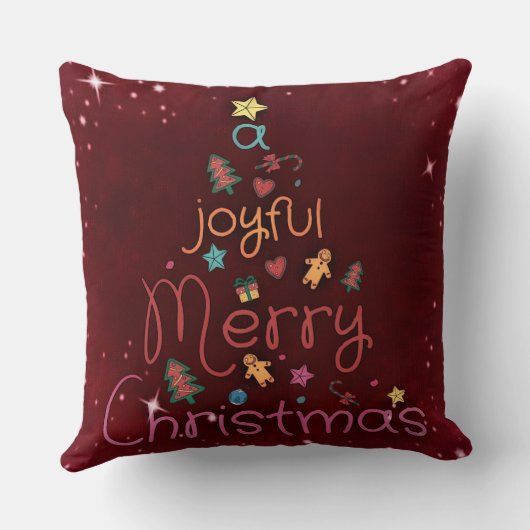 赤に対する楽しい聖降誕祭の挨拶 クッション (裏面)