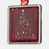赤に対する楽しい聖降誕祭の挨拶 メタルオーナメント (左)