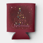 赤に対する楽しい聖降誕祭の挨拶 缶クーラー (正面)