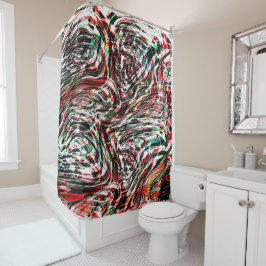 赤に対する緑がかったストライプシアン色の戦争 シャワーカーテン