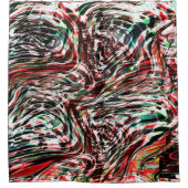 赤に対する緑がかったストライプシアン色の戦争 シャワーカーテン (正面)