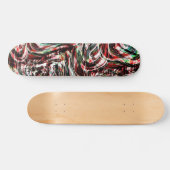 赤に対する緑がかったストライプシアン色の戦争 スケートボード (横)