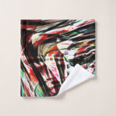 赤に対する緑がかったストライプシアン色の戦争 バスタオルセット (ウォッシュタオル)