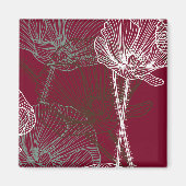 赤に手描きのケシ マグネット (正面)