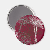 赤に手書きのケシ マグネット (正面/裏面)