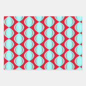 赤に描かれた世紀中頃の原子パターン ラッピングペーパーシート (正面3)