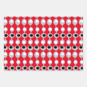 赤に描かれた世紀中頃の原子パターン ラッピングペーパーシート (正面2)