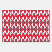 赤に描かれた世紀中頃の原子パターン ラッピングペーパーシート (正面)