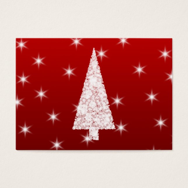 赤に星がある白いクリスマスツリー。 (正面)