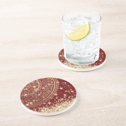 赤に星を付けた金ゴールドマンダラ コースター (側面)