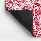 赤に白いレース マウスパッド (コーナー)