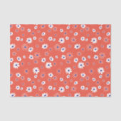 赤に白と青のデイジーの花 薄葉紙 (正面)