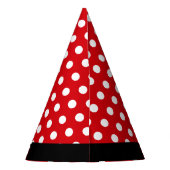 赤に白の水玉模様のハッピーバースデー パーティーハット (裏面)