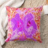 赤に紫とホットピンクの梅熱狂するハイビスカス クッション (ブランケット)