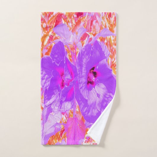 赤に紫とホットピンクの梅熱狂するハイビスカス ハンドタオル (ハンドタオル)