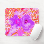 赤に紫とホットピンクの梅熱狂するハイビスカス マウスパッド (マウス)