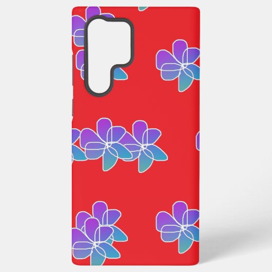 赤に紫の花 SAMSUNG GALAXYケース (裏面)