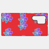 赤に紫の花 SAMSUNG GALAXYケース (裏面横)
