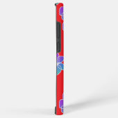 赤に紫の花 SAMSUNG GALAXYケース (右側面)