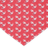 赤に航海の青いロープアクセントいかり付き白 テーブルクロス (アングル)