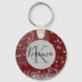 赤に銀の星を付けた蓮の曼荼羅 キーホルダー (裏面)