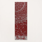 赤に銀星の魅惑の曼荼羅 ヨガマット (正面)