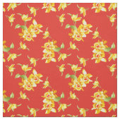 赤に黄色の水仙 ファブリック (見本)