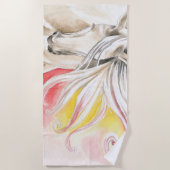 赤のかわいらしいウマ科の ビーチタオル (正面)