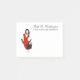 赤のかわいらしい女性のスタイリストのファッションモデル ポストイット