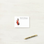 赤のかわいらしい女性のスタイリストのファッションモデル ポストイット (デスク上)