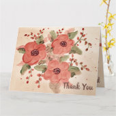 赤のはっきりしたフローラサンキューカード カード (黄色い花)