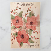 赤のはっきりしたフローラサンキューカード カード (内部)