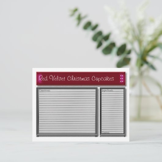 赤のアクセントカスタムレシピカード ポストカード (スタンド正面)