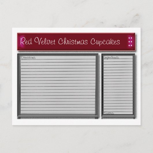 赤のアクセントカスタムレシピカード ポストカード (正面)