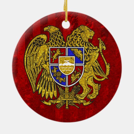 赤のアルメニアの紋章付き外衣 セラミックオーナメント (裏面)