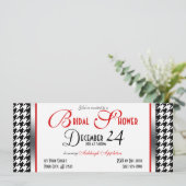 赤のア千鳥格子のクセントブライダルシャワー招待状 招待状 (スタンド正面)