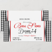 赤のア千鳥格子のクセントブライダルシャワー招待状 招待状 (正面/裏面)