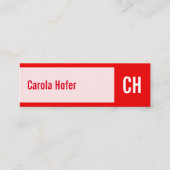 赤のイニシャル スキニー名刺 (正面)